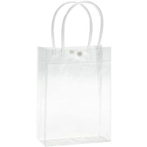 Rikyo 12 pc Clear Gift Bags,Plastic Gift Bags with Handle and Button, Reusable Transparent PVC Gift Wrap Tote Bag for Bridal Party Favor, Baby Shower, Wedding Favor, Shopping Bag Bulk (10x8x3)