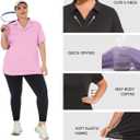Plus Size Polo Shirts for Women Short Sleeve Golf Shirts V Neck Loose Fit Tennis Shirts Quick-Drying Workout Tops (Pink, XXL)