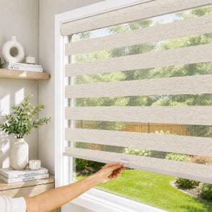 CHICOLOGY Zebra Blinds Cordless, Light Filtering, Tan Shade, 23W x 72H, 23"W x 71"H