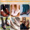 2 x YJRVFINE Round Waxed Shoe Laces: 2 Pairs 2 MM Thin Dress Shoelaces for Men (24 inch (60CM))