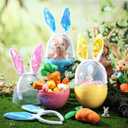 Foilswirl 6 Set 10 Inch Jumbo Easter Egg Plastic Fillable Giant Large Easter Eggs with Handles Rabbit Headband Colorful Big Egg Bucket Stuffers for DIY Hunt Decoration Party Supplies(Pure Color)