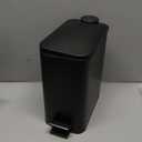 mDesign Slim Metal Rectangle 1.3 Gallon/5 Liter Trash Can with Step Pedal, Easy-Close Lid, Removable Liner - Narrow Wastebasket Garbage Container Bin for Bathroom, Bedroom, Kitchen - Black