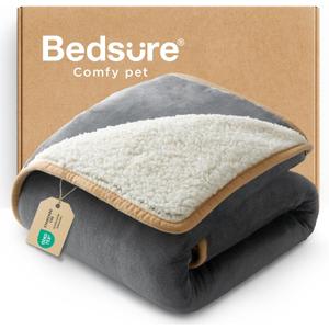 Bedsure Waterproof Dog Blankets for Small Dogs - Small Cat Blanket Washable for Couch Protection, Sherpa Fleece Puppy Blanket, Soft Plush Reversible Throw Furniture Protector, 25"X35", Grey
