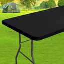 Homing Spandex Elastic Tablecloth for 6 Foot Rectangle Tables, Stretch Fitted Picnic Table Cover, Washable Patio Table Cloth for Outdoor, Camping, Party (Black, 30" x 72")