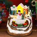 Musical Christmas Village Houses with LED Light & Rotating Train, Ornaments Centerpiece Decor with USB and Battery Power, Thanksgiving Xmas Holiday Indoor Decor