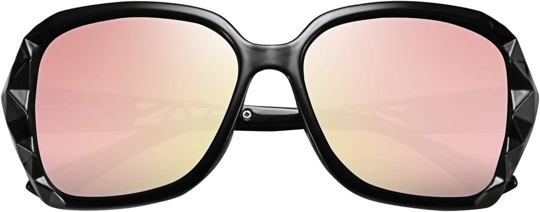 FEISEDY Polarized Women Square Sunglasses Sparkling Composite Shiny Frame B2289