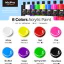 Nicpro 8 Colors Large Bulk Acrylic Paint Set(16.9 oz, 500 ml), Rich Pigments, Non Toxic Craft Paint for Multi Surface, Canvas, Wood, Leather, Ceramic, Fabric - Art Painting Supplies for Beginners, Artists & Adults