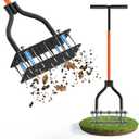 Lawn Aerator Tool with Dual-Layer Self-Cleaning Spikes, 15 Spike Heavy Duty Manual Lawn Aerator for Compact Soil, Anti-Clog Grass Aerator for Yard, Garden & Lawn Care