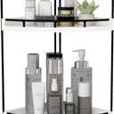 Dorhors 2-Tier Rustic White Corner Bathroom Shelf, 7.67 x 7.67 x 13.58 in, Rustic White