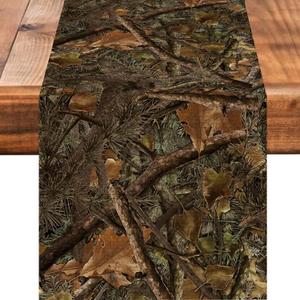 Camo Table Runner Seasonal Spring Fall Kitchen Dining Linen Table Decoration for Indoor Outdoor Home Party Dinner 13x72 Inch