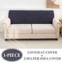 LA MEACK Couch Cushion Cover Loveseat Cover or 2 Seat Sofa Cover Washable Stretch Sectional Sofa Slipcover(1 Piece for Loveseat or Sofa 2-Seater, Dark Grey)