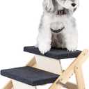 MEWANG Wood Pet Stairs & Ramp for Small/Medium Dogs and Cats, Aging Pets 3-in-1 Foldable, Portable, Non-Slip Pet Ladder for Tall Beds, Couches,CarsHolds Up to 220 lbs (17.3" L x 17.2" W x 13.0" H), 2 Steps – For Sofas (12–19 in)