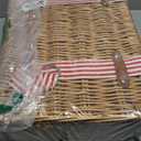 Wicker Picnic Basket for 2 with Large Insulated Cooler Compartment and Waterproof Picnic Blanket, Cutlery Service Kits, Wicker Picnic Hamper for Camping, Valentine Day,Thanks Giving,Birthday(Red) (15x11x7.5inch)