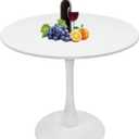 White Round Dining Table, 24 Inches Tulip Round Kitchen Table, Mid-Century Leisure Table for Small Places, Dining Room, Living Room, Cafe