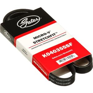 Gates K040355SF Stretch Fit Micro-V Serpentine Drive Belt Gates K040355SF Stretch Fit Micro-V Serpentine Drive Belt