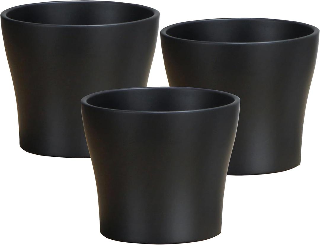 Scheurich Set of 3 Classic Anthrazit Ceramic Plant Pots  6" Decorative Pots for Indoor Plants - Waterproof&UV-Resistant Planters - Durable, Break-Resistant Design - Made in Germany - 0.4 gal