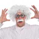 Albert Einstein White Wig for Costumes - Crazy Mens Fancy Dress Scientist Professor Adults Accessories