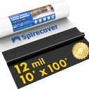 Crawl Space Vapor Barrier, 12 Mil Vapor Barrier, 10'x100', Plastic Drop Cloth Covering for Crawlspace Encapsulation, Thick Plastic Sheeting, Black and White Panda Film