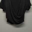 Womens Front Cross Wrap Crop Tops Deep V Neck Short Sleeve Fitted Going Out T Shirts (Large, Black)