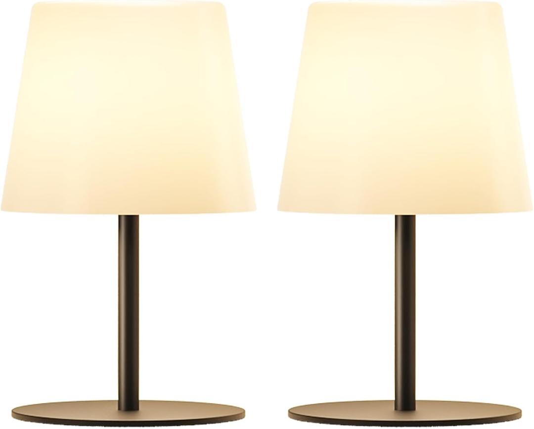 EZVALO Outdoor Cordless Table Lamp, IP65 Waterproof 4500mAh Rechargeble Shower Lamp, Dimmable Touch Lamp, LED Night Light Lamp for Bathroom Patio Camping Restaurant Home 2 Pack(Black)