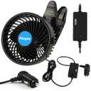 Alagoo Car Fan 6'' 12V Cool Gadgets Clip Fan for Front Rear Seat Passenger Portable Electric Air Fresh Fan with Cigarette Lighter Plug for Cars/Vehicle SUV, RV