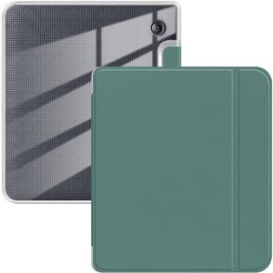 Case for 7" Kobo Libra Colour 2024 Released, Ultra Clear Soft Flexible Transparent TPU Back Cover with Auto Sleep/Wake for Kobo Libra Colour, Dark Green