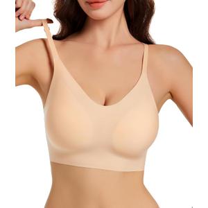 Bras for Women Wireless Seamless No Underwire Comfort Bra, Full Coverage T-Shirt Bra with Natural Lift and Removable Pads M