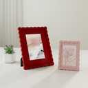 8x8 Picture Frame with Mat for 6x6, Wavy Edge Wooden Real Glass Photo Frame for Tabletop and Wall Hanging, Pink, 1 Pack