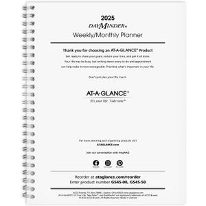 AT-A-GLANCE 2025 Planner Refill, Weekly & Monthly, 7" x 8-3/4", Medium, Executive, DayMinder, Refill for G545 Line Planners (G5455025)