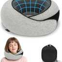 burfocus Advanced Neck Travel Pillow | 100% Pure Memory Foam, Designed for The Comfort of Travel & Office, Travel Pillow for Plane, Car, Home, Work, Dark Grey