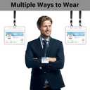 2 x Happy Trees Badge Holder Horizontal ID Card Protector, Name Tag Badge Holders with Resealable Zip, Clear PVC Plastic Sleeves, Pass Case Credential Pouch for Office, School (50 Pack)