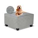 TOPHMDECOR Ottoman Cover Square,Waterproof Square Ottoman Covers Thick Slipcover for Living Room,Washable Storage Footstool Furniture Protector for Dogs,Pets,Light Grey,Medium