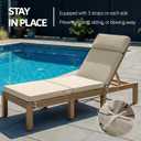 72 x 21 Inch Outdoor Chaise Lounge Cushions Set of 2 - Removable Cover, 4-Section Design, Water-Repellent & Fade-Resistant, 6 Tie Straps, Replacement for Patio & Pool Chairs - Cream