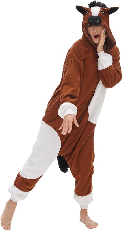 Adult Horse Onesie Pajamas Paint Horse One Piece Animal Cosplay Costume for Women Men, XL