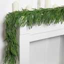 2pcs 6FT Artificial Christmas Decorations Norfolk Pine Real Touch Stems Tree,Indoor Outdoor Garland for Mantle Window Wall Greenery Home Decor