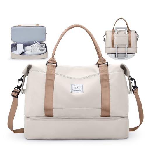 Travel Duffel Bag with Shoes Compartment, Overnight Weekender Bags for Women,Carry on Personal Item Bag