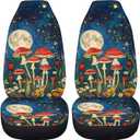Mushroom Flower Starry Sky Car Seat Protectors 2 Pack Auto Seat Cushion Washable Universal Fit Vehicle High Bucket Seat Only Front Gifts for Women Men