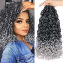14 Inch Gogo Curl Crochet Hair Ocean Wave Crochet Hair Deep Twist Pre-looped 8 Packs Goddess Box Braids Short Curly Water Wave Synthetic Braiding Hair for Women (16 Strands/Pack Tgrey#)