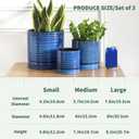 HASENSE Ceramic Pot for Indoor Plant, 8+6+4.6 Inch Planter with Drainage Holes and Saucer, Reactive Glaze Blue Flower Pots for Home Office Decor, Set of 3