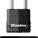 Master Lock Black Key Lock, Heavy Duty Weather Resistant Padlock with Cover, Keyed Alike Padlocks for Outdoor Use, 4 Pack, M115XQLF