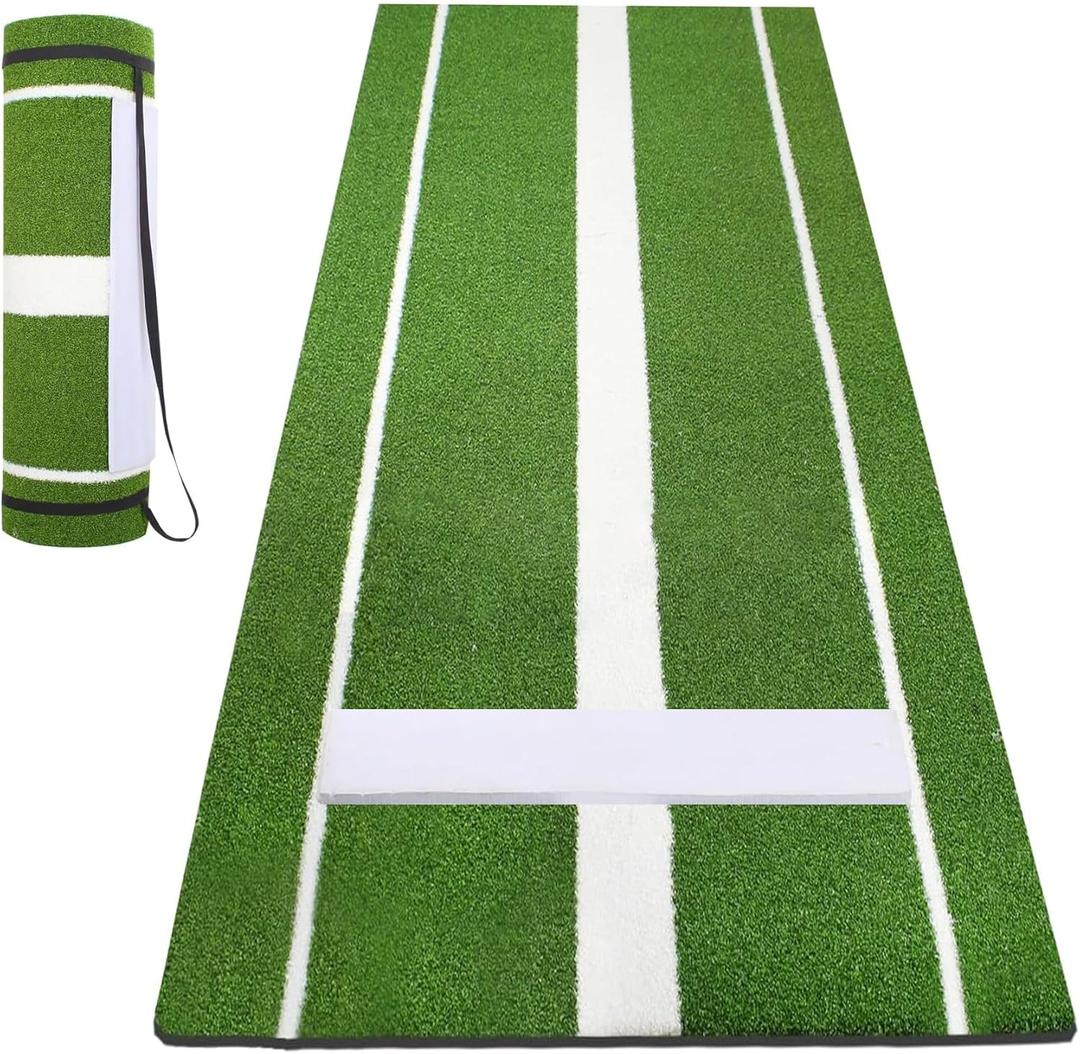 10x3 ft Softball Pitching Mat with Mound - Antifade Turf, Antislip Foam Backing - Fastpitch Equipment for Softball and Baseball Pitchers Practice-Green/Red