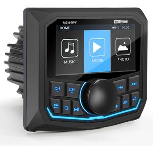 Waterproof Marine Bluetooth Radio for Boat - Marine Gauge Stereo Receiver -3 Inch LCD Display Backup Camera Input USB AUX 4 Zones Subwoofer Pre-Amp AM FM Radio for ATVs UTVs SXS