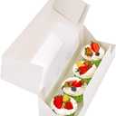 RIFMEAE 24-Pack 12" x 4" x 3.5" Roll Cake Boxes, Loaf Pumpkin Roll Boxes, White Bakery Boxes with Window, Auto-Popup Pastry Boxes