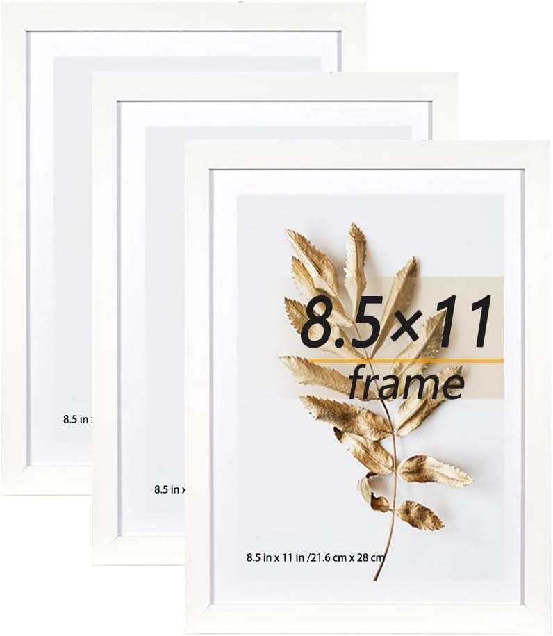 8.5x11 Picture Frame White 3 Pcs set can Display on the Wall