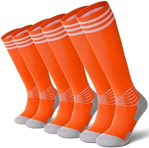 IRAMY Compressive Soccer Socks with Ankle Compression Support Coolmax Moisture-Wicking Anti-Slip Football Baseball Softball Socks 3 Packs, Medium