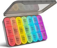 greencycle Weekly Pill Organizer 3 Times a Day,7 Day Pill Box Small Compartments, Portable Daily Medicine Planner Dispenser Case, Home & Travel Pill Container for Vitamins, Fish Oil and Supplements