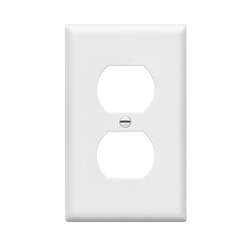 Enerlites 8821-W Duplex Receptacle Outlet Wall Plate, Standard Size 10-Gang, Polycarbonate Thermoplastic, White