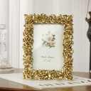Cuspin 4x6 Picture Frame Vintage Gold Frames, Ornate Rose Flower Resin Photo Frame with Glass Front for Tabletop or Wall Hanging, Antique Picture Frames for Home Office Decor