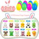 12 Pack Prefilled Easter Eggs Filled with Animal Finger Puppets for Easter Basket Stuffers Fillers, Easter Eggs Hunt, Easter Gifts for Kids, Easter Party Favors Classroom Prizes Reward