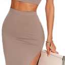 ELLEVEN 2 Piece Midi Skirt Sets for Women, Crew Neck Sleeveless Tank Top and Slit Bodycon High Stretchy Summer Dress Outfits (Gray, S)